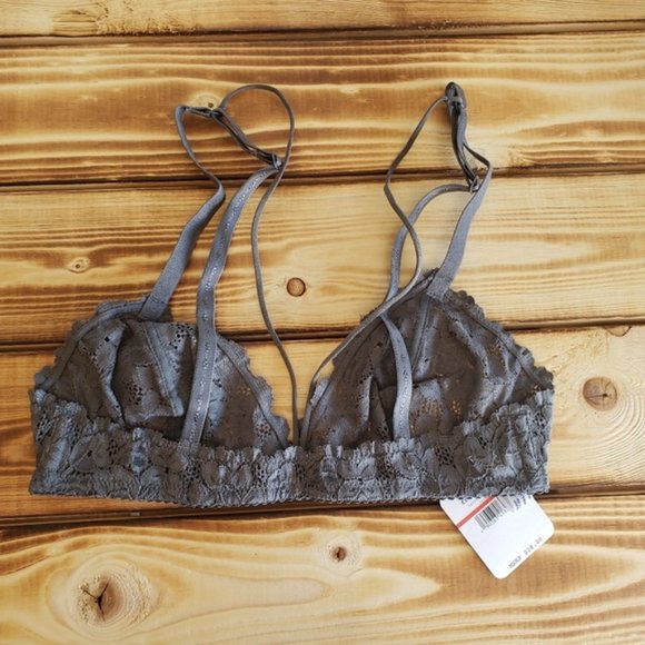 Free People Women's Lace Strappy Triangle Bra in Carbon Grey - Picture 4 of 5